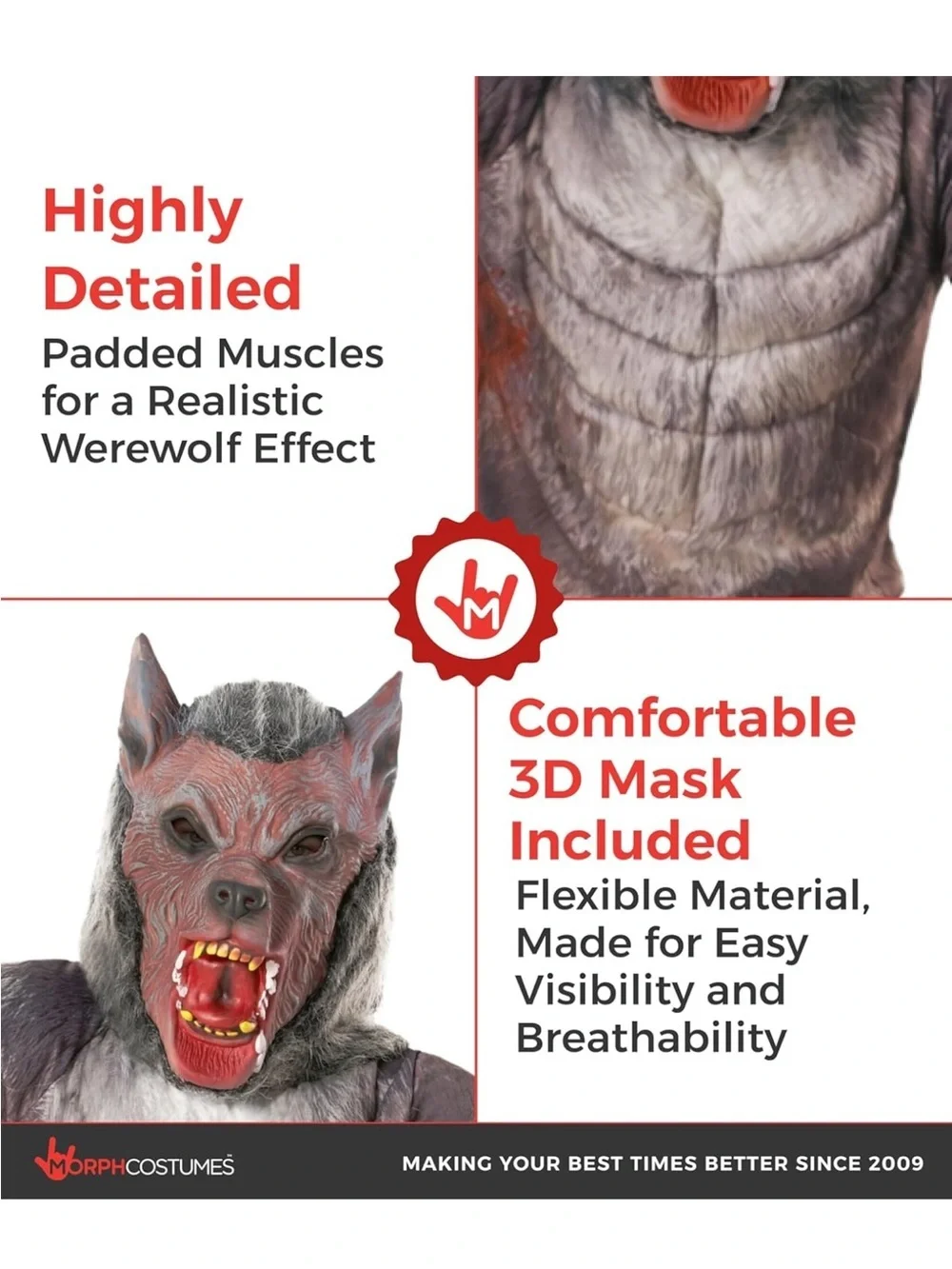 MORPH Kids Werewolf Halloween Costume Big Bad Wolf Costume size small